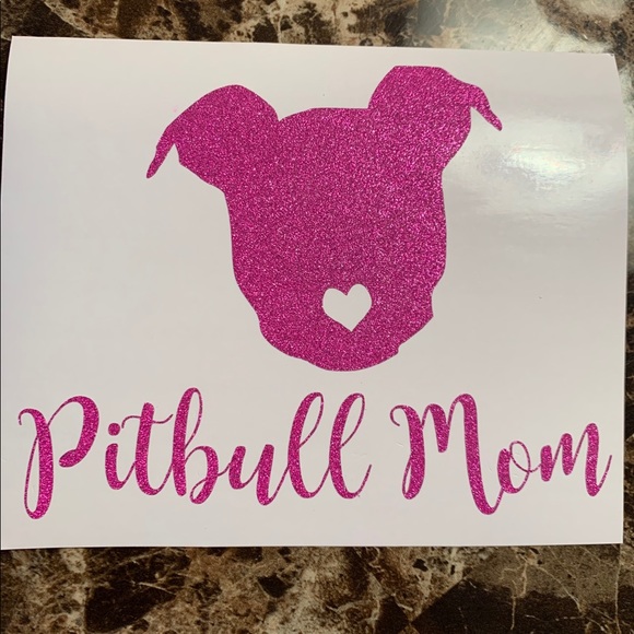 Pitbull Mom Heart Nose Hot Pink Glittery Car Decal - Picture 2 of 6